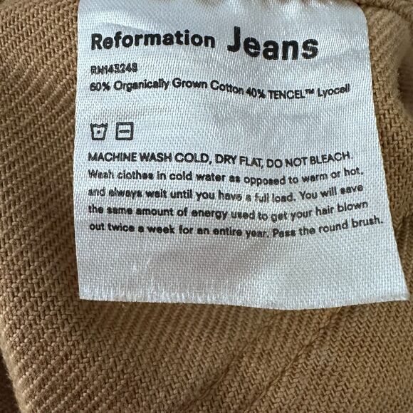 Reformation Jeans Women’s 31 Cotton Butterscotch Brown Wash Straight Leg Denim - Picture 6 of 12